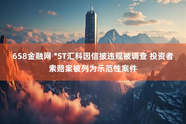 658金融网 *ST汇科因信披违规被调查 投资者索赔案被列为示范性案件