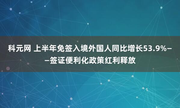 科元网 上半年免签入境外国人同比增长53.9%——签证便利化政策红利释放