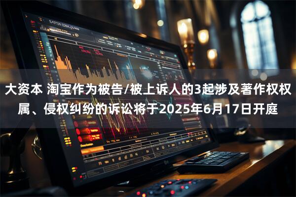 大资本 淘宝作为被告/被上诉人的3起涉及著作权权属、侵权纠纷的诉讼将于2025年6月17日开庭